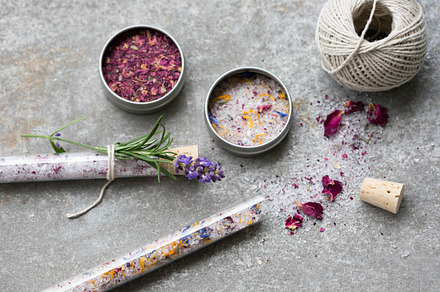 Bath Salt, Flowers, Herbs, Twine