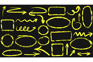 Set of bright yellow neon marker, an Illustration by Tati_Kli
