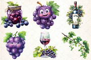 Watercolor Grape Clipart, an Illustration by DreamCafeArt (Thumbnail 2 of 7)