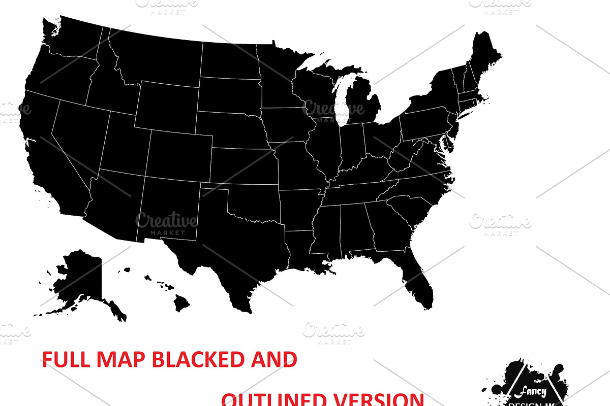 USA 50 States MAP, State Silhouettes, an Illustration by FancyDesignStudio (Photo 4 of 4)