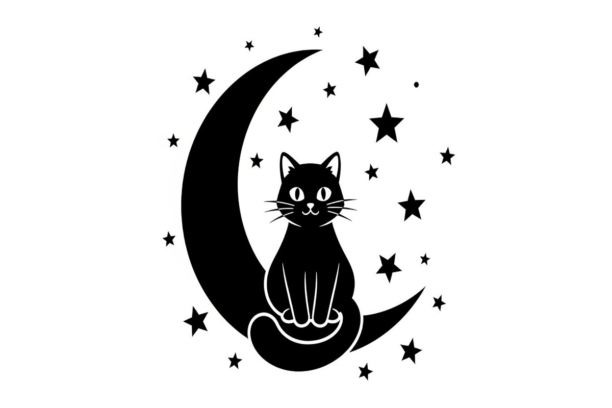 50 Cat Moon Silhouette Vector Bundle, an Illustration by jahid234 (Photo 22 of 51)