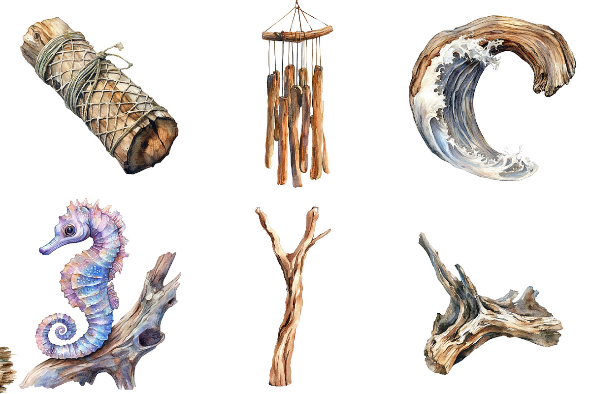 Driftwood & Coastal Decor Clipart, an Illustration by Pixels.Craft (Photo 2 of 8)