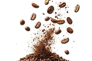 Roasted Coffee Beans Exploding in Ai, a Food & Drink Photo by Pixeness Studio