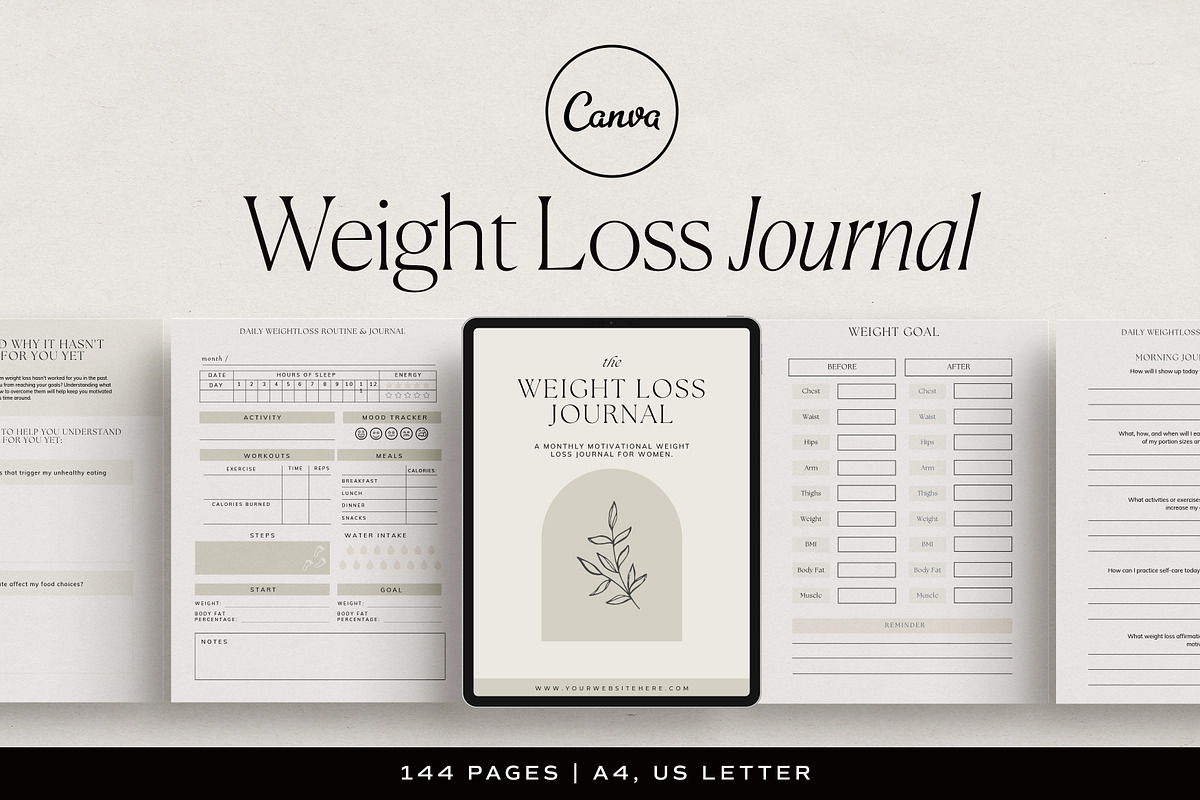 Weight Loss Journal Canva Template, a Presentation Template by HelloKarla (Photo 1 of 6)