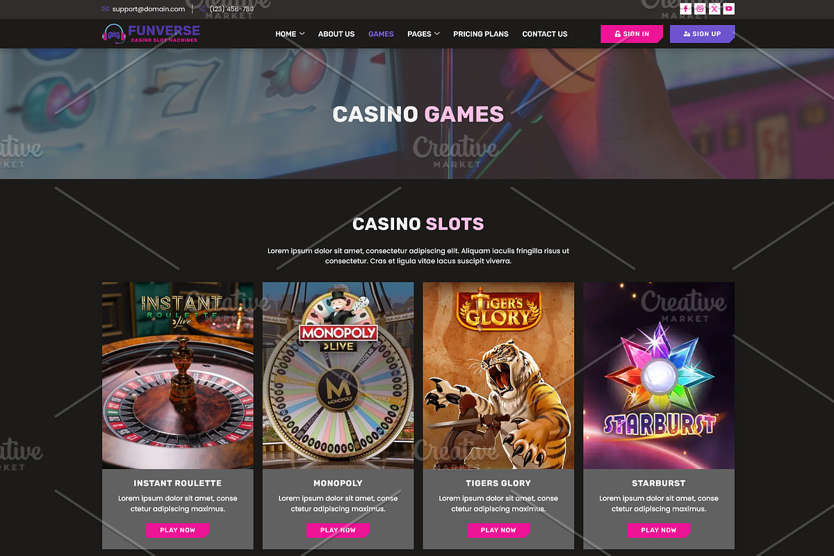 Online Casino Games & Slot Machines, a WordPress Template by HasnainDEV (Photo 3 of 6)