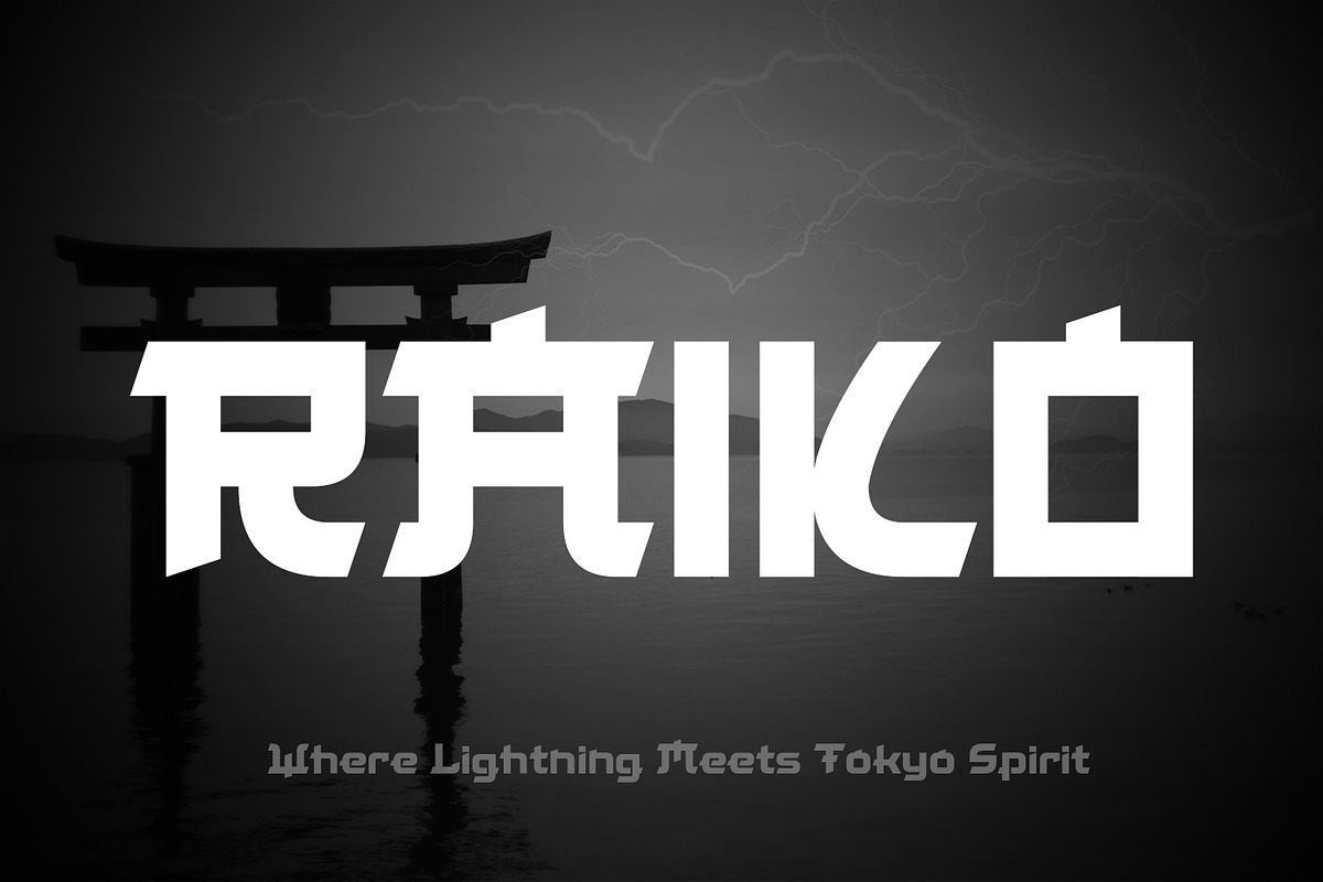RAIKO – Japanese Inspired Futuristic, a Blackletter Font by OWPictures (Photo 1 of 11)