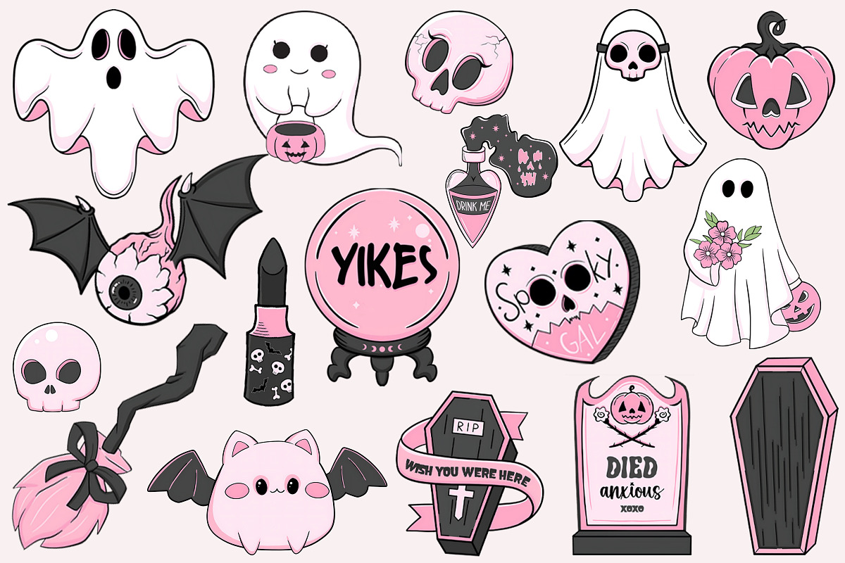 Pastel Goth Haunts Clipart Bundle, an Illustration by Pet Cave (Photo 2 of 3)