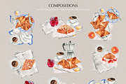Watercolor Croissants Collection, a Food Illustration by CrystalinaShop (Thumbnail 4 of 7)