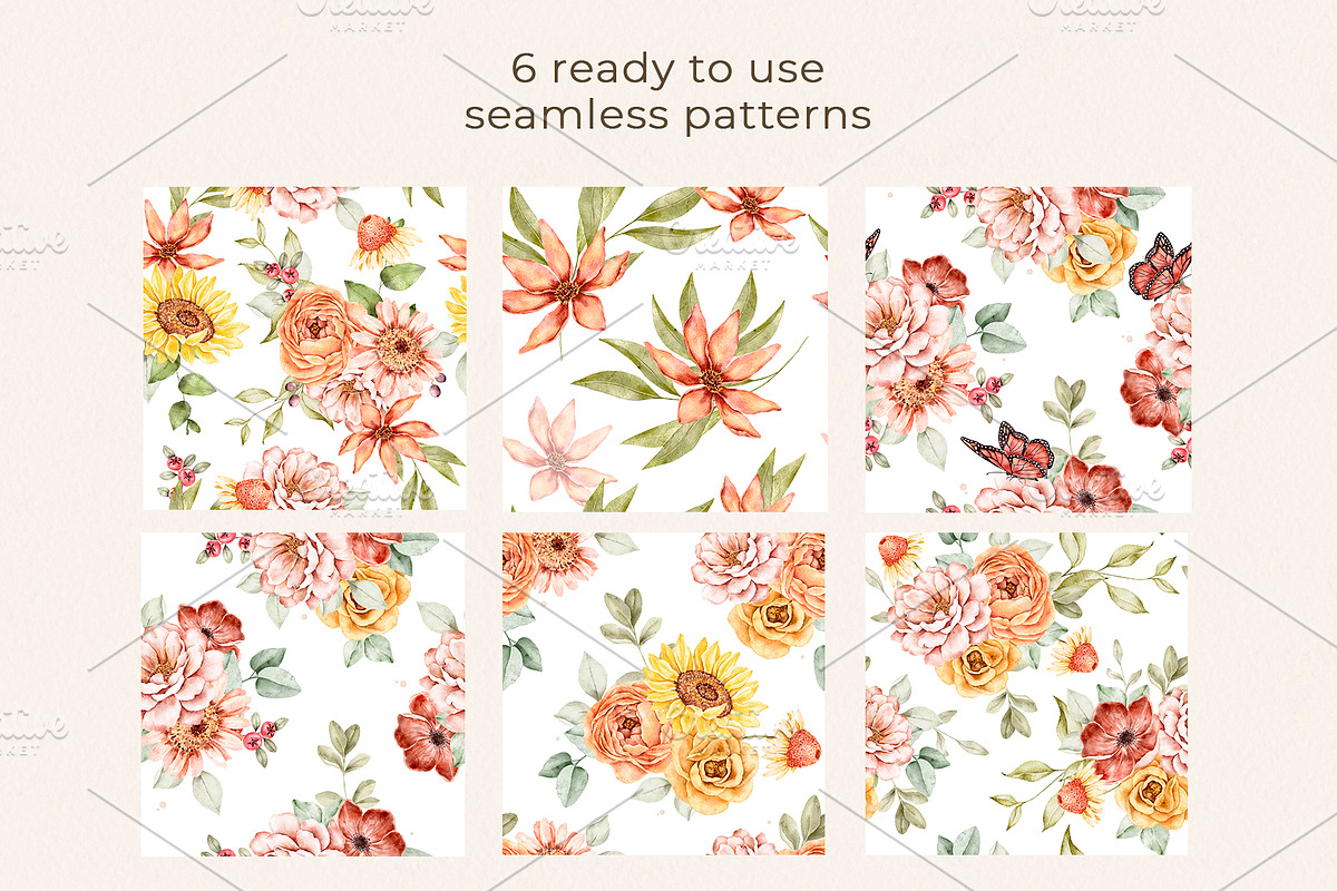 Floral Watercolor set Golden Hour, a Decorative Illustration by Eves_Aquadreams (Photo 12 of 14)