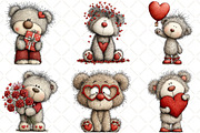 Whimsical Valentine Teddy Clipart, an Illustration by Black Bird Studio (Thumbnail 2 of 6)