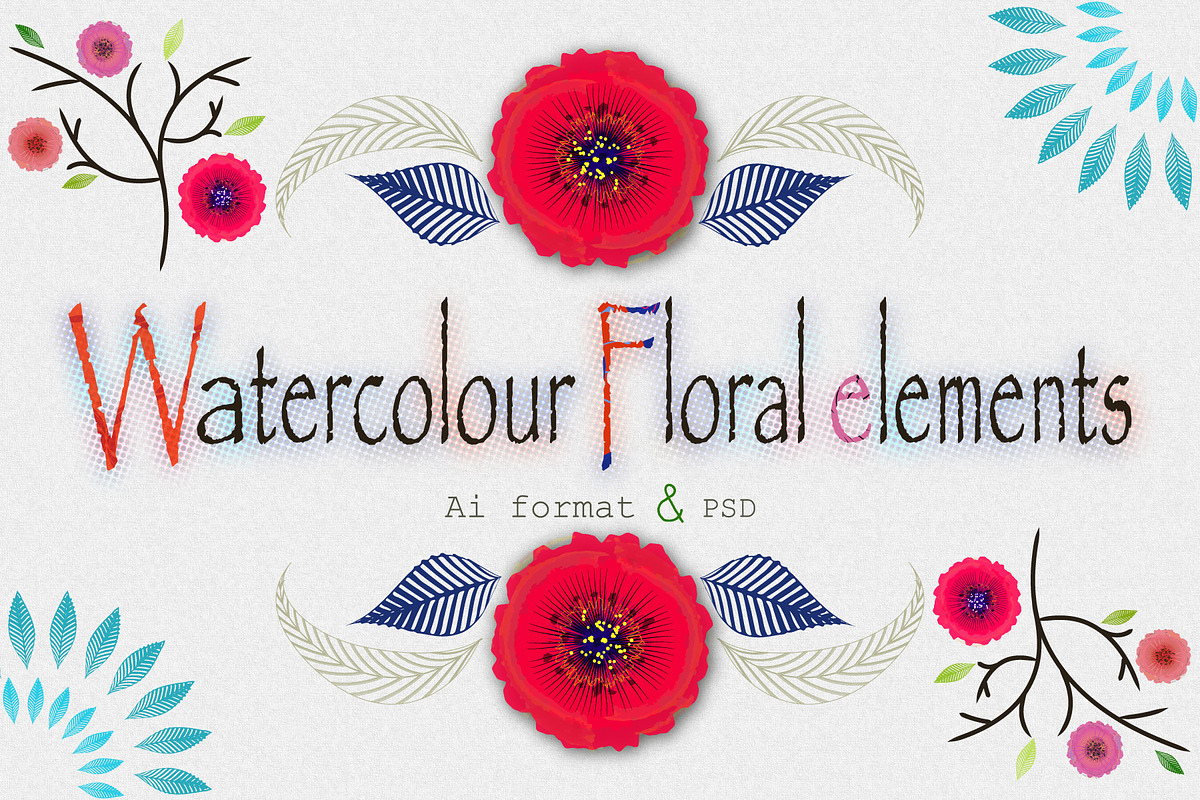 Watercolor Floral elements & more, a Decorative Illustration by Anny Cecilia Walter (Photo 2 of 4)