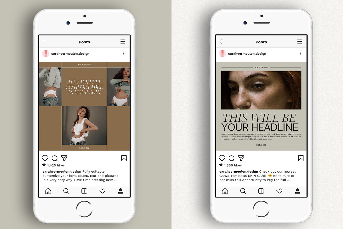 Instagram SocialMedia CANVA Skincare, a Social Media Template by Vermeulen Design Studio (Photo 2 of 6)