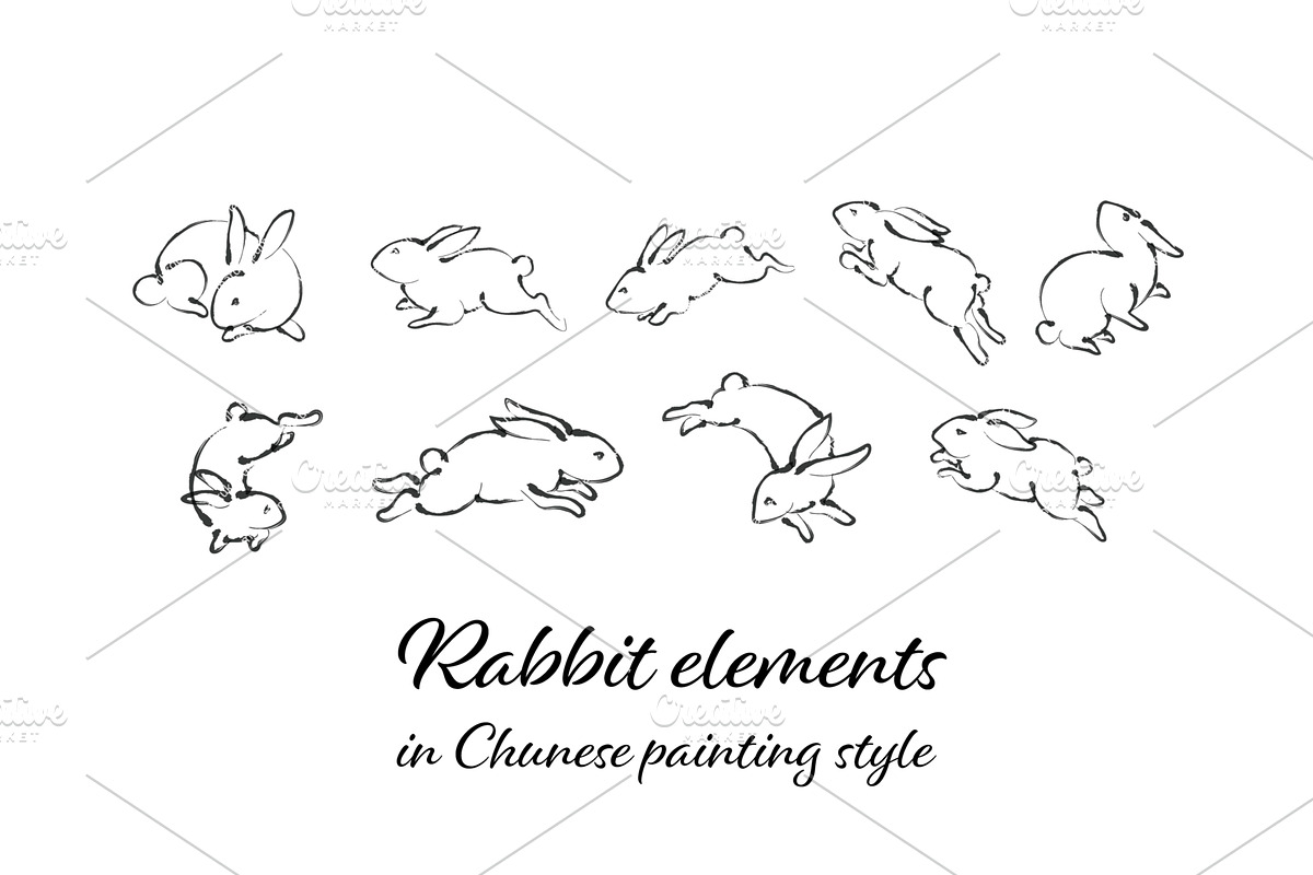 Rabbit elements in Chinese style., an Object Graphic by marukopum (Photo 2 of 2)