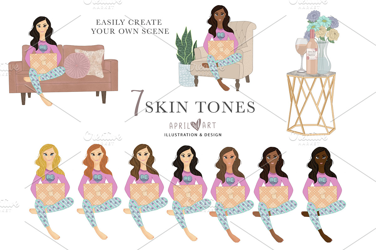 Girl Boss Work At Home Clipart, a Work Illustration by Oh Darling Graphics (Photo 2 of 3)