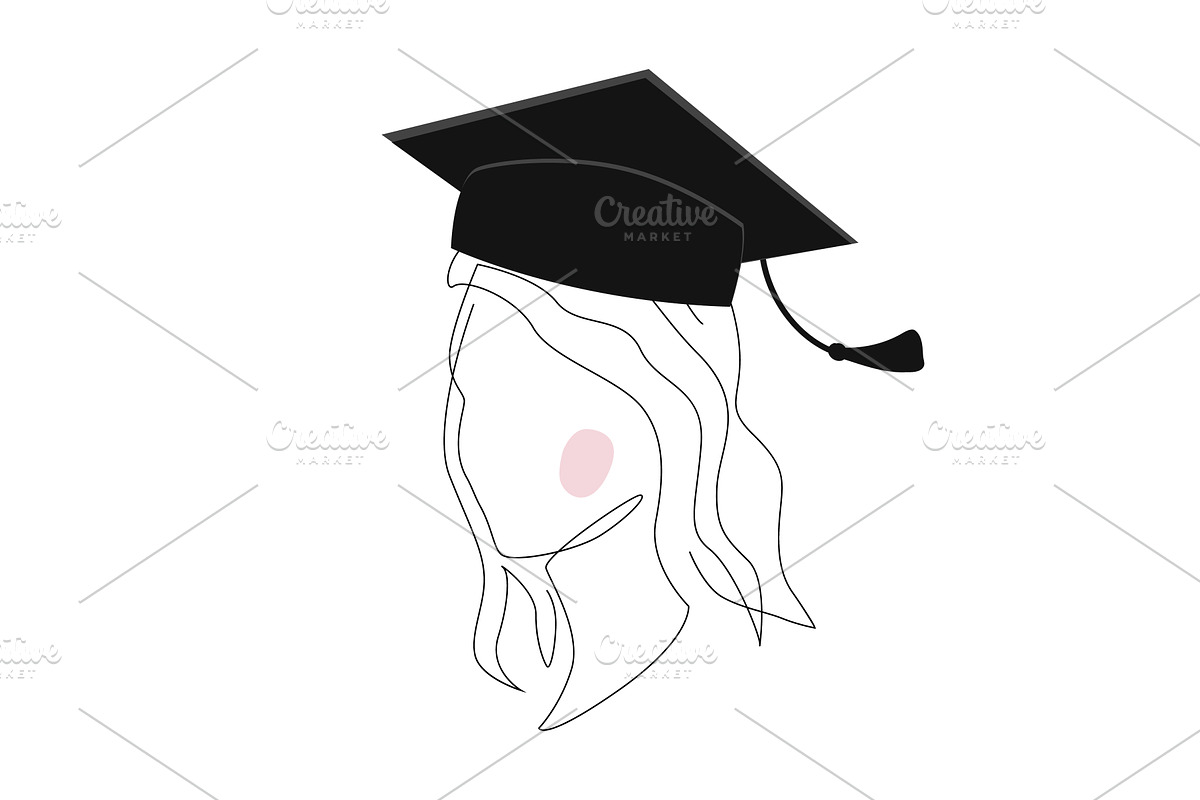 Woman in graduate hat portrait, an Object Illustration by Toltemara