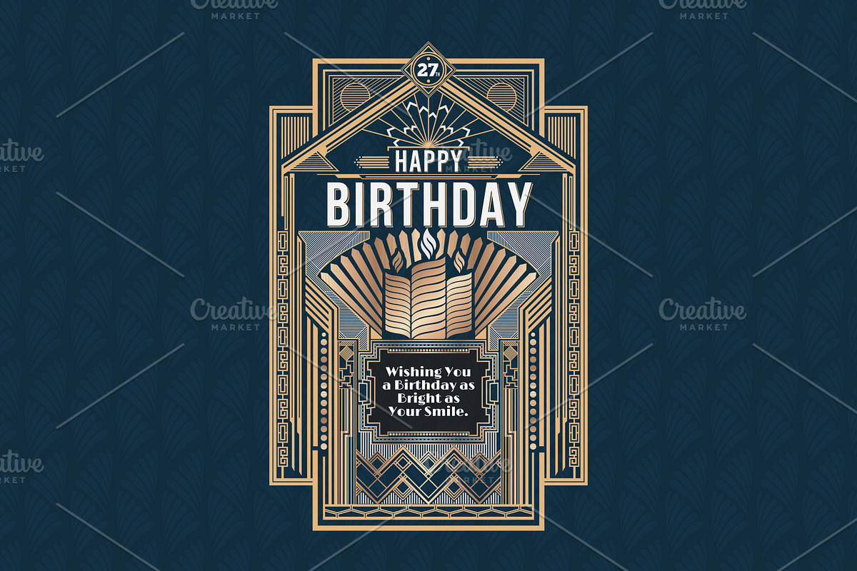 American Art Deco Birthday Card, a Decorative Illustration by Sinlatown (Photo 1 of 2)