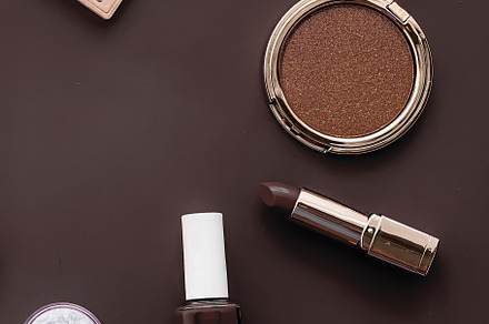 Beauty, make-up and cosmetics flatlay design with copyspace, cos, a Beauty & Fashion Photo by Anneleven