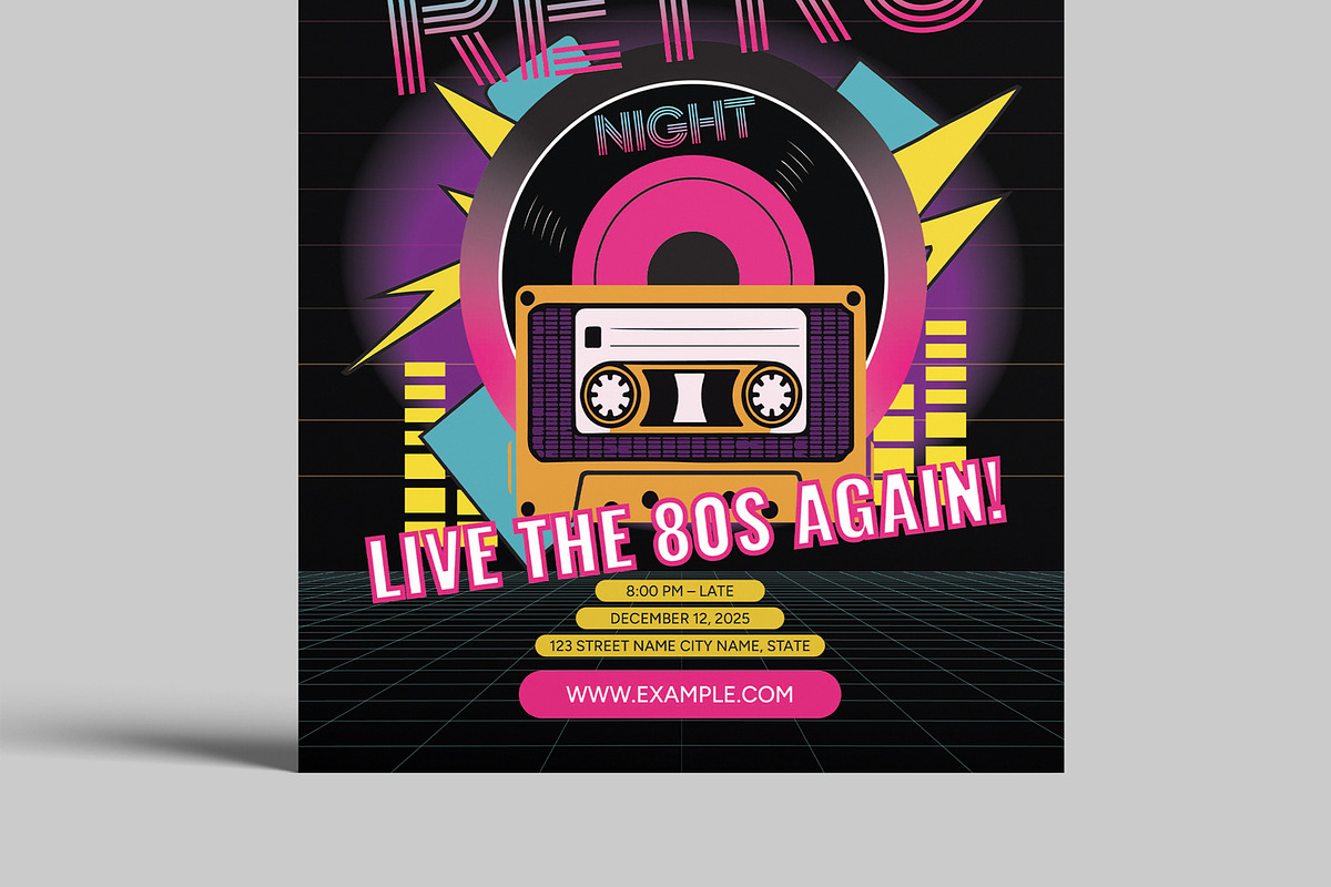 Retro Music Flyer Template, a Flyer Template by MightyDesign (Photo 5 of 8)