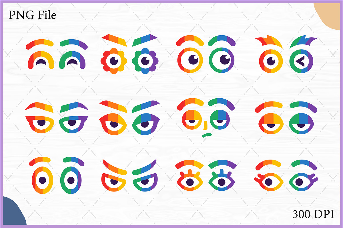 Colorful Rainbow Cartoon Eye SVG Set, an Object Illustration by Gfx Expert Team (Photo 1 of 3)