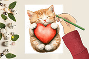 Watercolor Cats Birthday Clipart, a Seasonal Illustration by CitraGraphics (Thumbnail 6 of 7)