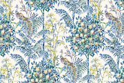 Peacock & Orange tree pattern, a Pattern Graphic by YvY (Thumbnail 1 of 3)