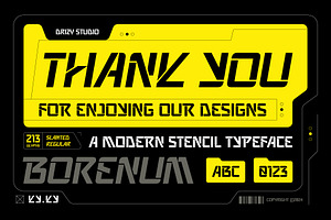 Borenum Modern Stencil Font