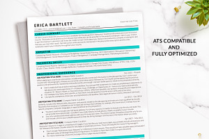 ATS Resume Template In Tiffany Blue