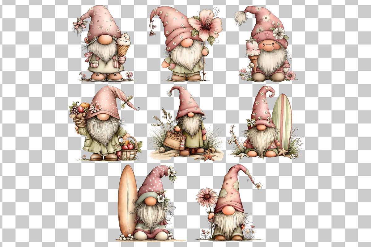 Summer Gnome Watercolor Clipart PNG, a Seasonal Illustration by Nicolle's Colorful Art (Photo 3 of 3)