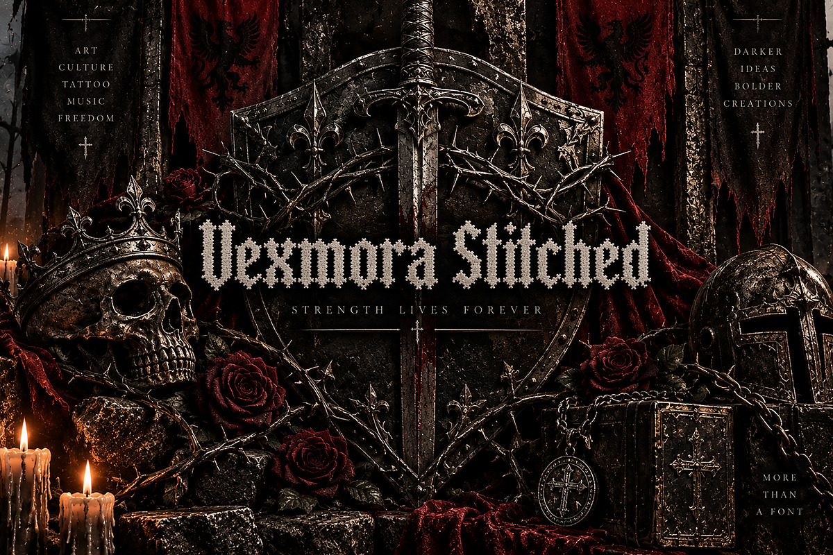 Vexmora Stitched – Distressed Font, a Script Font by Wow Magic (Photo 5 of 5)