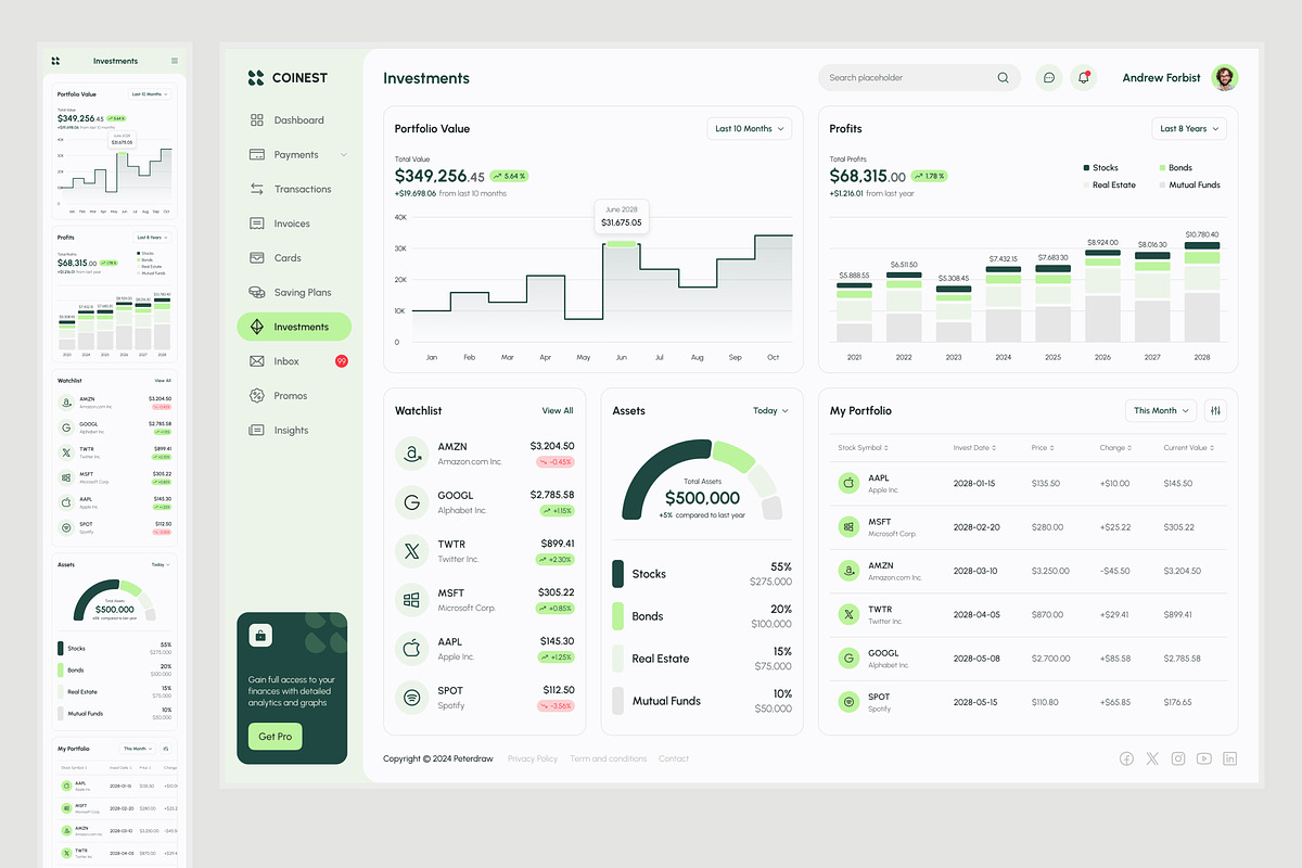Finance Management Dashboard, an UI Kit Template by peterdraw (Photo 5 of 7)