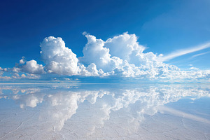 Serene salt flat under a bright blue sky, a Nature Photo by AlyaAnd