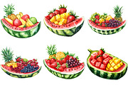 Watermelon Boat with Fruit Clipart, an Illustration by Pixels.Craft (Thumbnail 2 of 9)