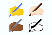 Hand holding pen writing icons set, an Emoji Icon by Yayasya (Thumbnail 1 of 3)