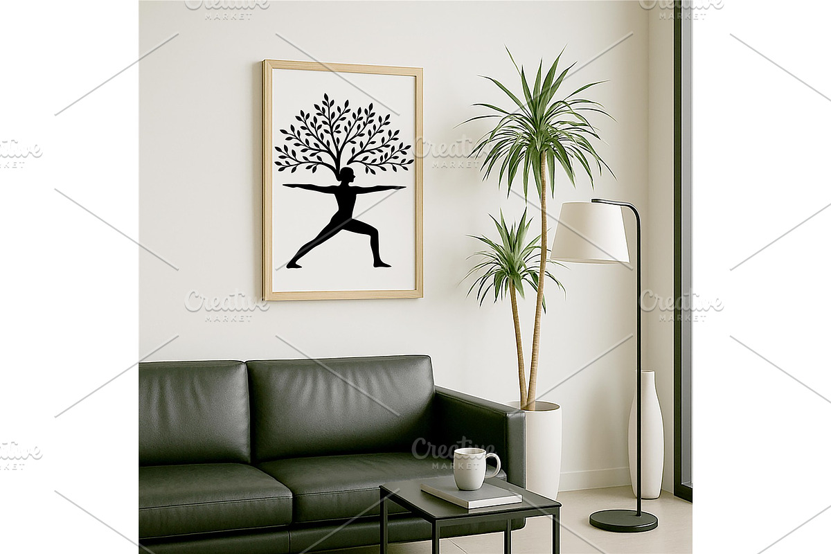 Yoga Tree Silhouette Warrior Pose, a Background Graphic by LaseredNinja (Photo 7 of 7)