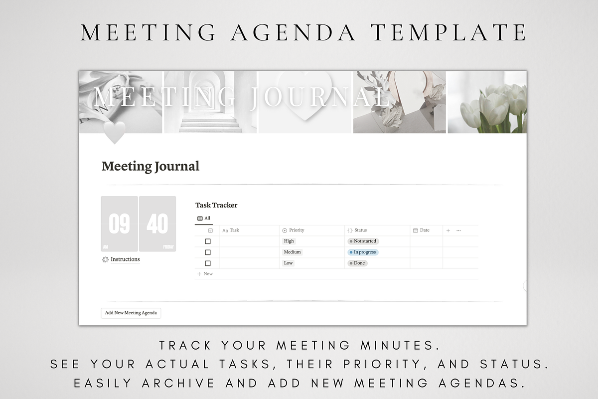 Digital Meeting Journal for Notion, a Templates & Theme by BRANDcontent (Photo 2 of 6)