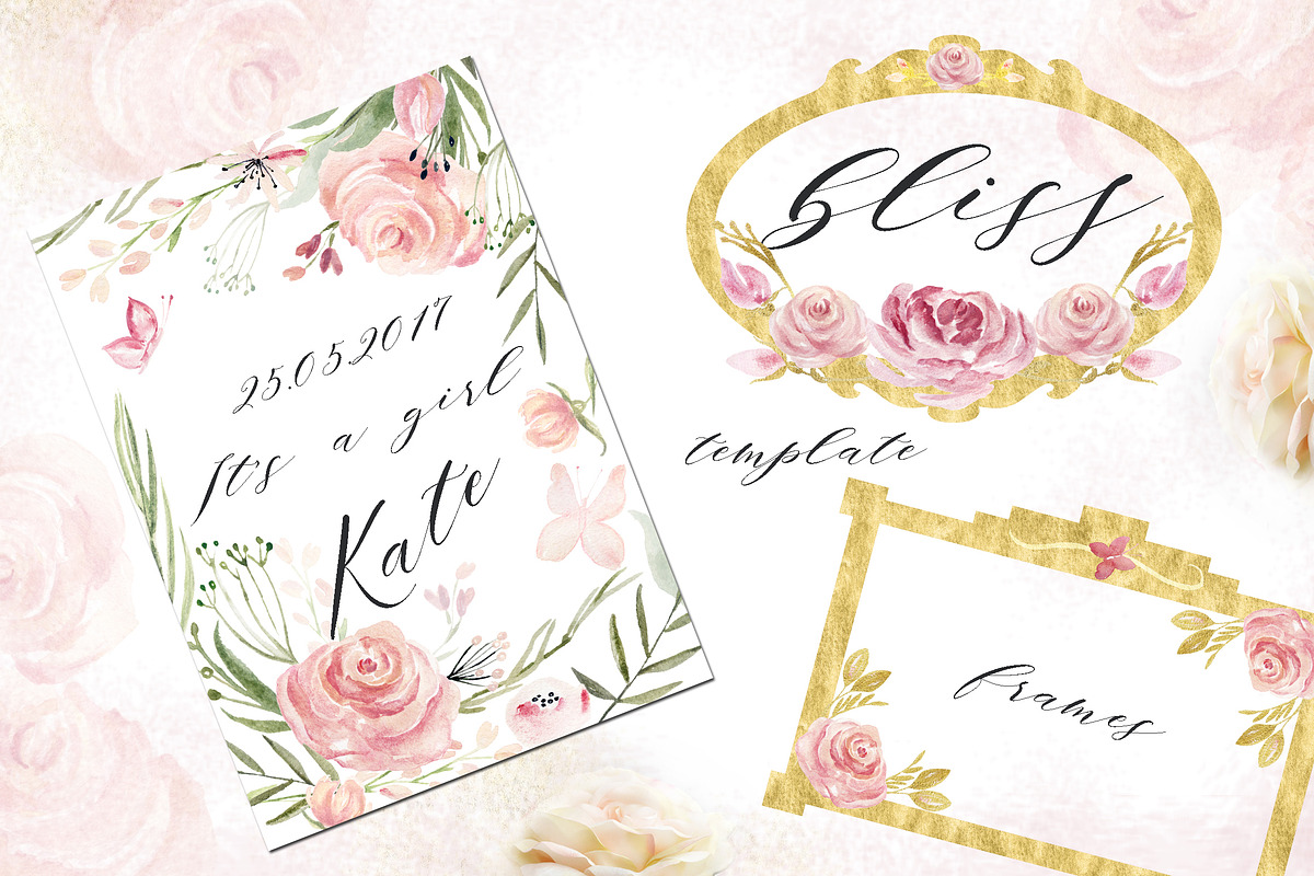 Watercolor clipart Bliss Pink, an Illustration by LABFcreations (Photo 4 of 6)