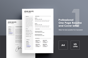 One page Resume CV + cover letter 1