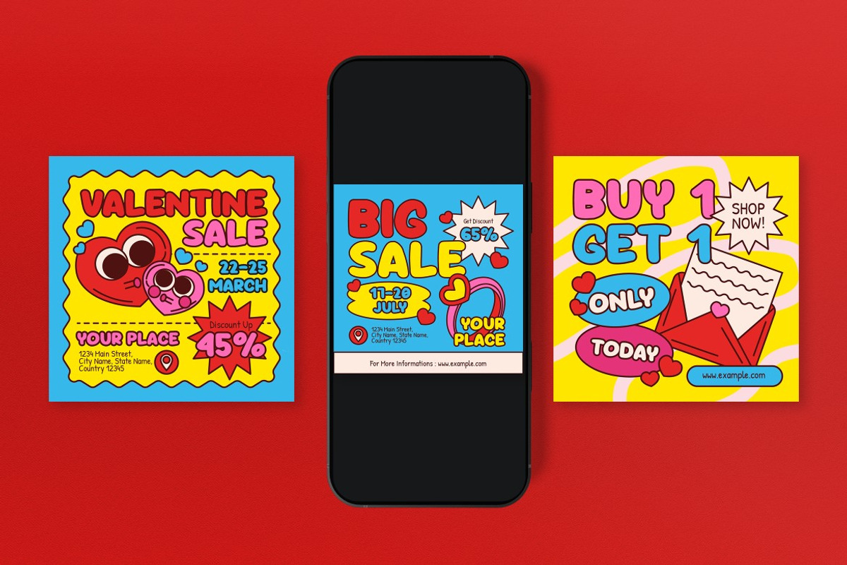 Red Yellow Valentine Sale Banner, an UI Kit Template by graphicook (Photo 2 of 4)
