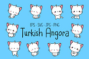 Cute Turkish Angora Cat Illustration, an Illustration by ArtVarStudio (Thumbnail 1 of 3)
