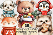 Kawaii Christmas Animal Clipart, an Animal Illustration by Rose Art (Thumbnail 1 of 4)