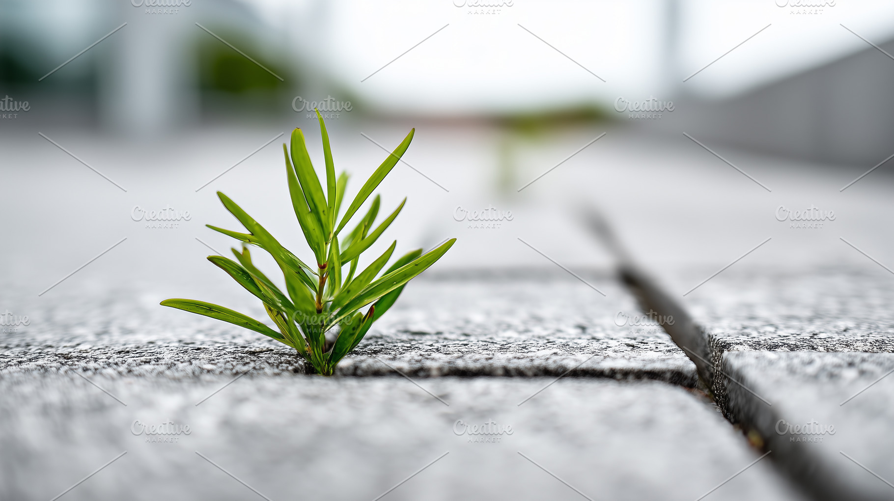 Green plant sprouting through crack, a Nature Photo by MistyDay