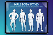 20 Realistic Male Body Poses Stamps, a Brush Add-On by SmuffizStudio (Thumbnail 1 of 2)