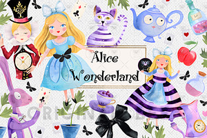 Alice in Wonderland Clipart, an Illustration by BigCakeBee