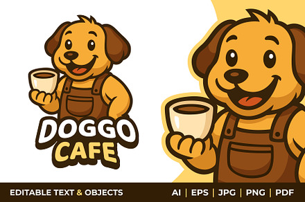 Dog Coffee Shop Mascot Logo
