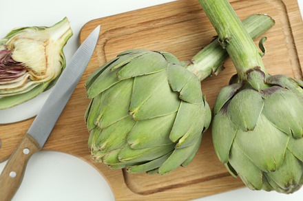 Concept of healthy food with artichoke, top view, a Food & Drink Photo by AtlasStudio PRO