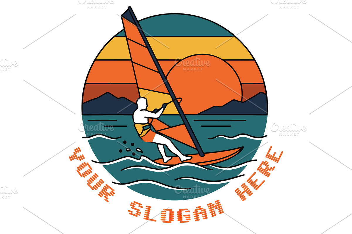 A Person windsurfing on ocean vector, an Object Illustration by nandinigraphics (Photo 2 of 3)