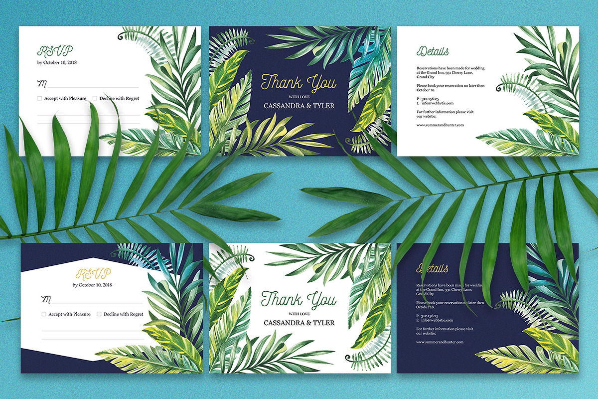 Tropical Day and Night Wedding Suite, an Invitation Template by HannaSymo (Photo 7 of 11)