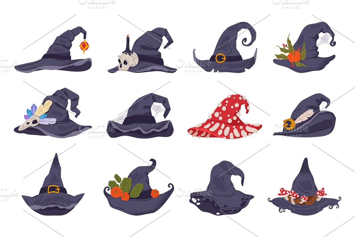 Witches Halloween hats, a Seasonal Illustration by Torontotokio (Photo 2 of 5)