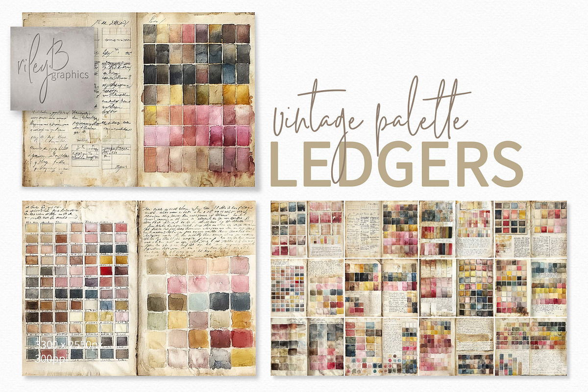 Vintage Palette Ledgers, a Decorative Illustration by rileyBgraphics (Photo 1 of 5)