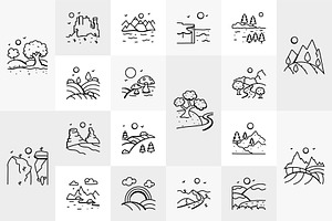 Hand Drawn Nature Landscape Icons